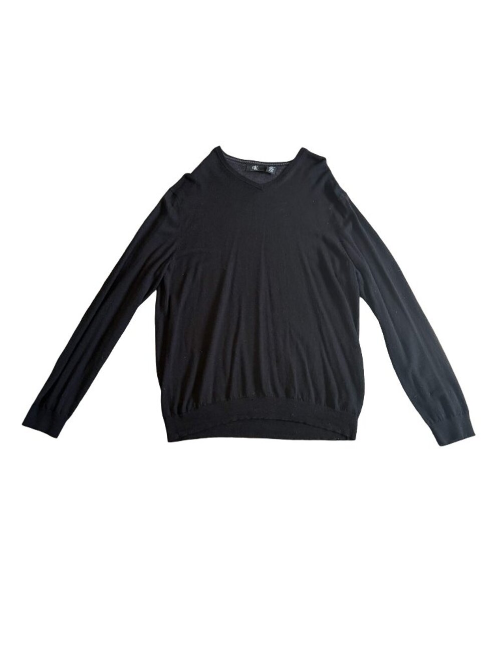 Calvin Klein Men's Extra Fine Merino Wool V-Neck Sweater XXL Black Lightweight